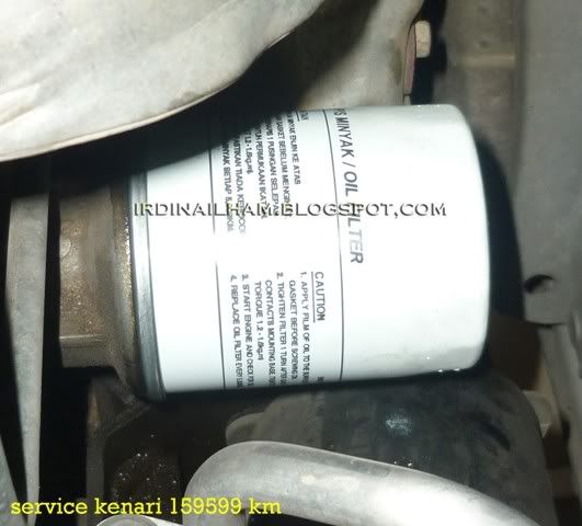 Service Kenari, Oil filter yang baru siap dipasang ke enjin