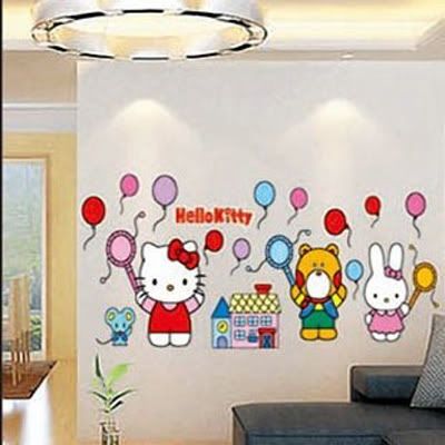  Kitty Bathroom Decor on Cute Hello Kitty Color Ball Kids Home Wall Art Decor Stickers Cool