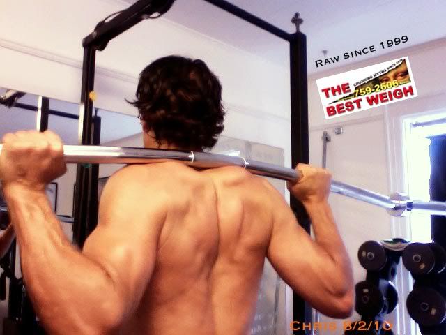 Chris back muscles squat bar