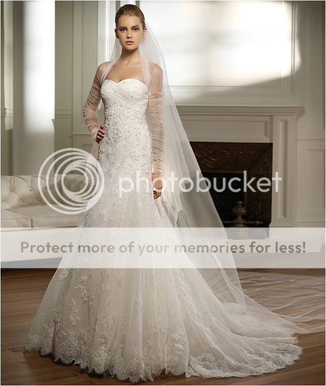 White Strapless Wedding*Bridal dress with Free Veil  