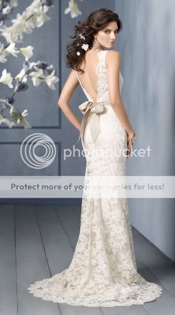 Ivory V Neck Backless Lace Wedding dress/Bridal/Prom Gown/Custom 