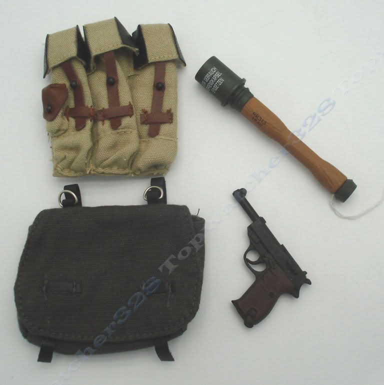 1//6 Action Figure Hand Grenade+Pouch//Pistol//Bag Set