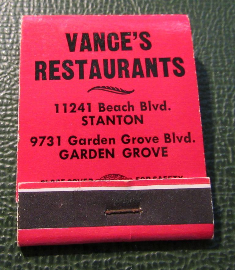 Matchbook Vance S Restaurant Garden Grove Stanton Ca Full Ebay