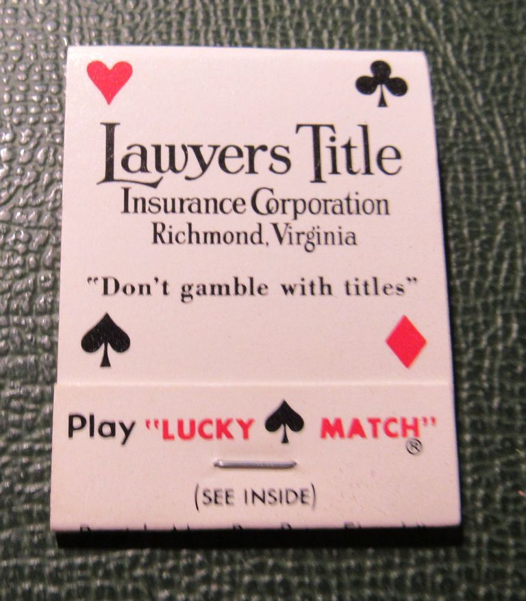 Details about Matchbook - Lawyers Title Insurance Richmond VA FULL FEATURE  Lucky Match