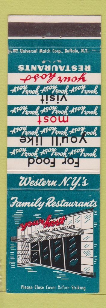 Matchbook Cover - Your Host Restaurant Buffalo Rochester NY | eBay