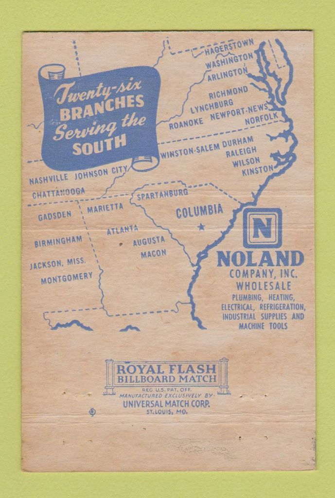 Matchbook Cover - Noland Plumbing Electrical Supply ...