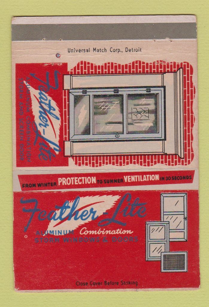 Details About Matchbook Cover Feather Lite Aluminum Storm Windows Doors 40 Strike