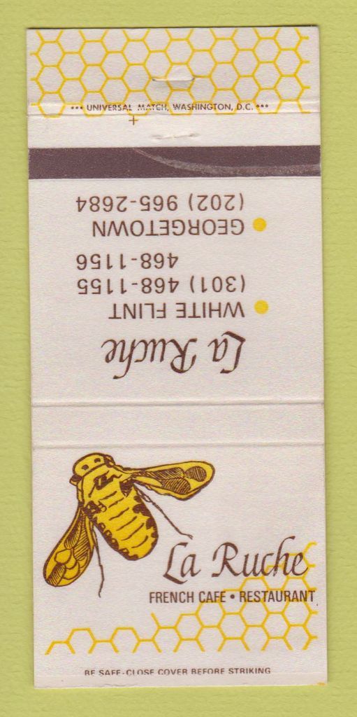 Matchbook Cover La Ruche French Cafe Washington Dc Georgetown 30 Strike Ebay