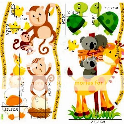 Cute Monkey Tree Home Room Wall kid Height Stature Decor Stickers 