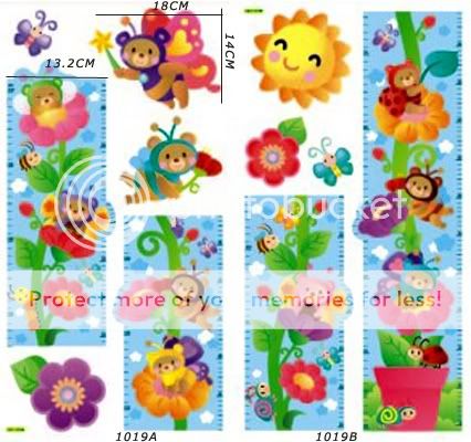 ANIMALS Balloon/Tree Home Room Wall kid Height Stature Decor Stickers 