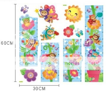 ANIMALS Balloon/Tree Home Room Wall kid Height Stature Decor Stickers 