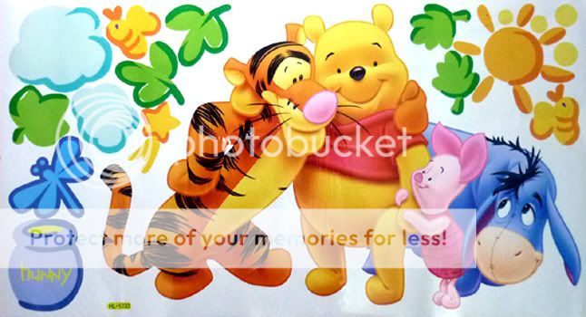 Cute Disney Winnie the Pooh bear & Friends Cartoon funny Wall Stickers